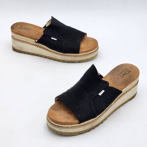 TOMS Adria Platform Wedge Slide Sandals Black Size 8